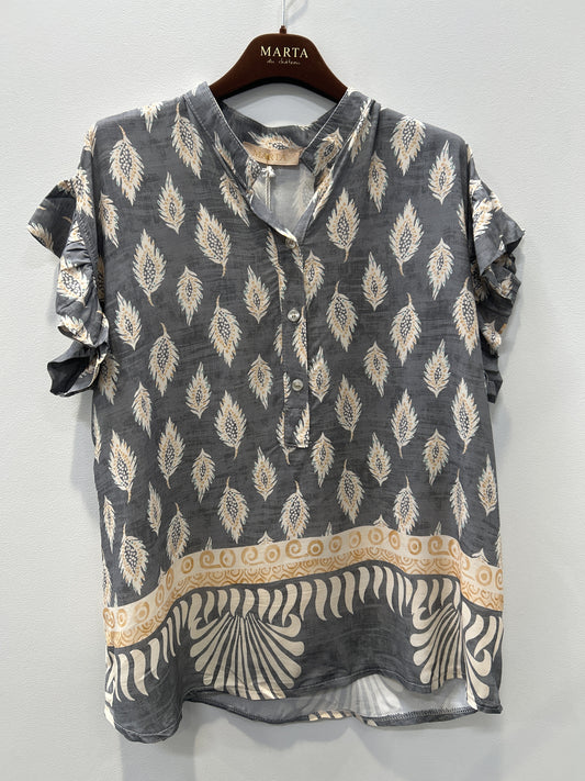 Bluse i Grå mønstret fra Marta du Château