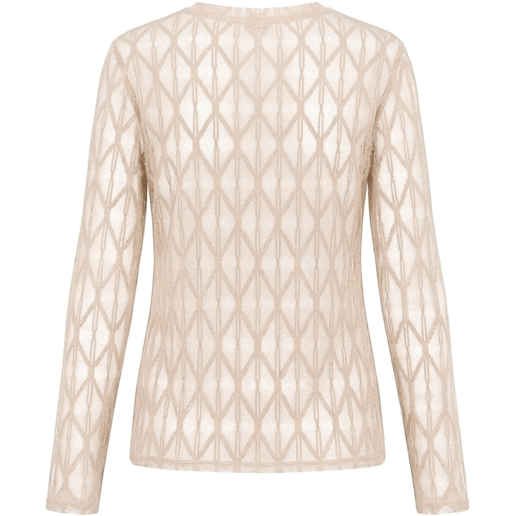 Off-white 156418 Luxzuz – Langærmet top fra Segberg med et feminint, gennemsigtigt diamantstrikmønster.