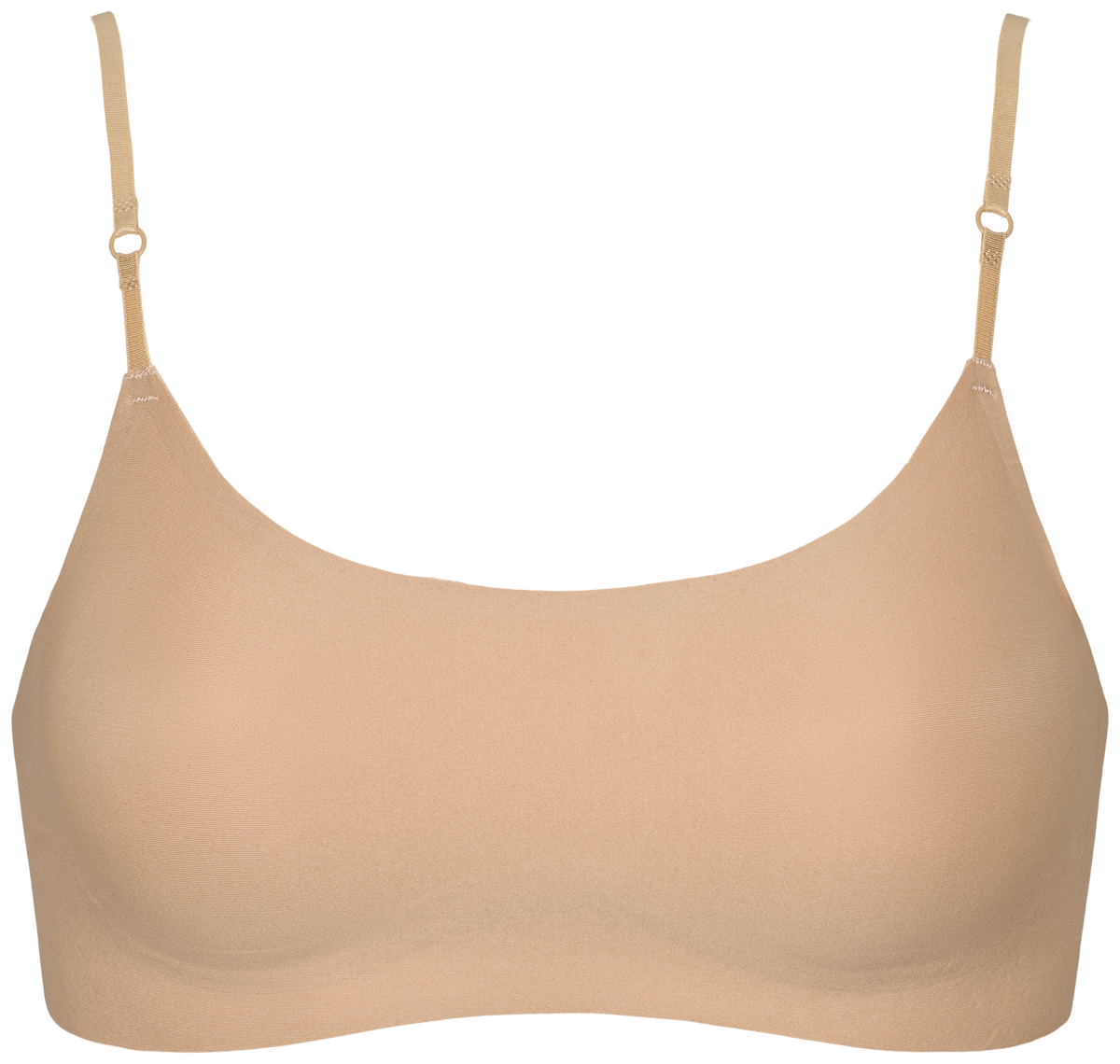 Beige Missya – Seamless Soft Pudder-bralette med sømløst design og justerbare, tynde stropper.