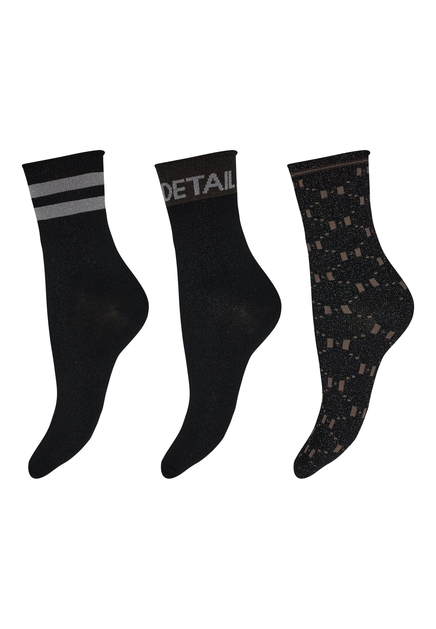 153142 | HYPE THE DETAIL - Socks 3 Pack Sort mønstret