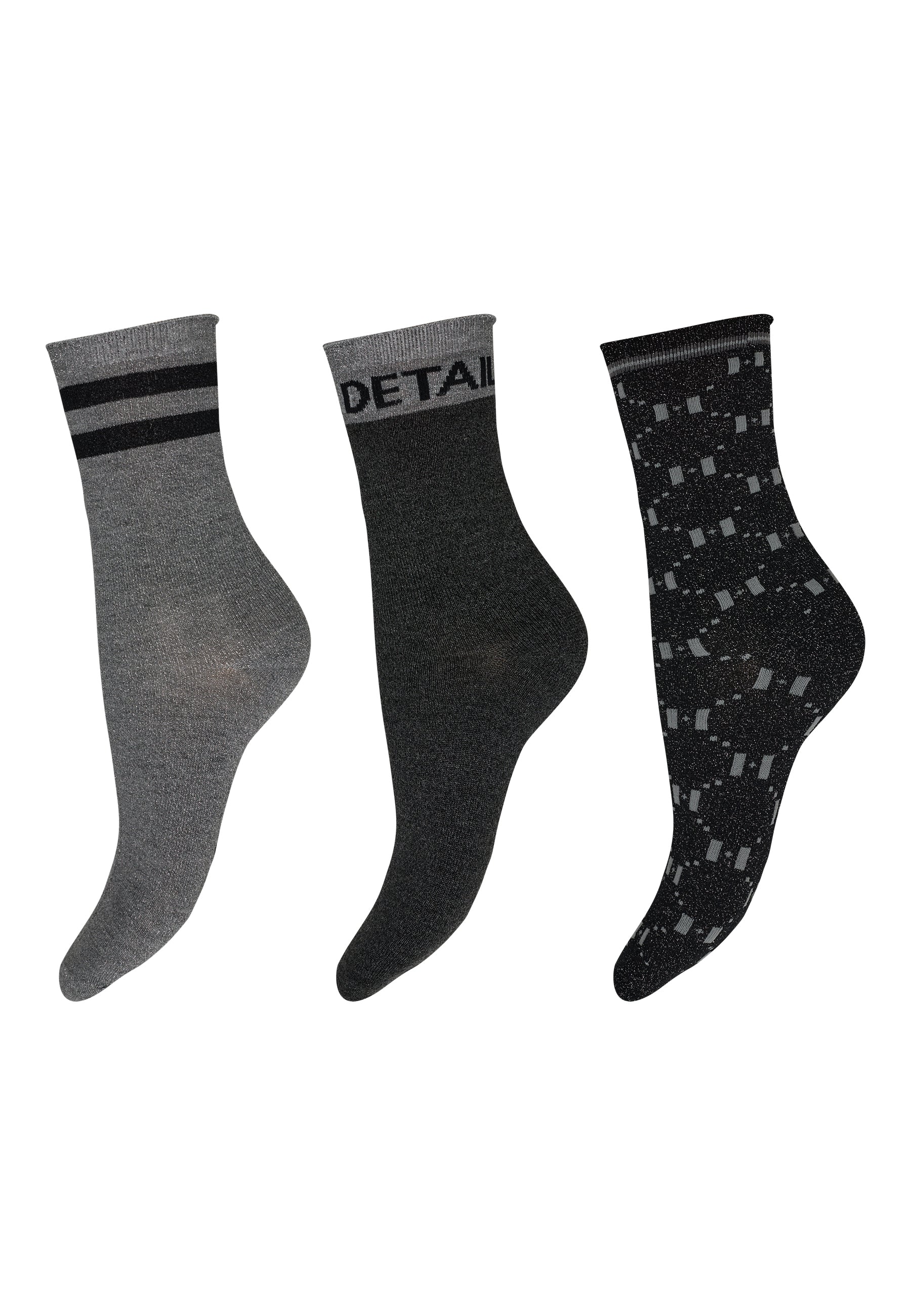 153143 | HYPE THE DETAIL - Socks 3 Pack Grå mønstret