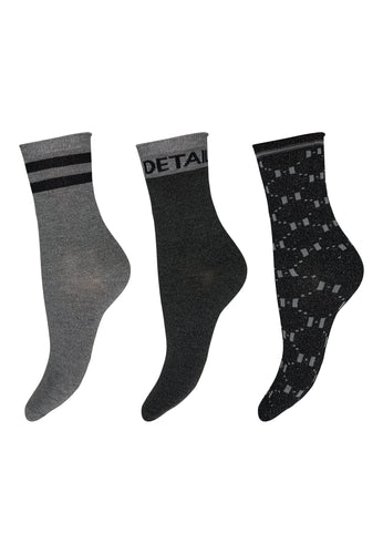 153143 | HYPE THE DETAIL - Socks 3 Pack Grå mønstret