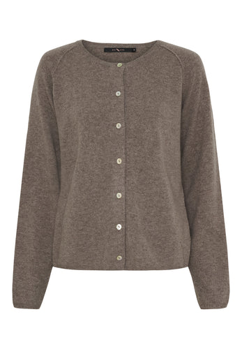 152394 | BTF CPH - Cashmere cardigan Brunmeleret