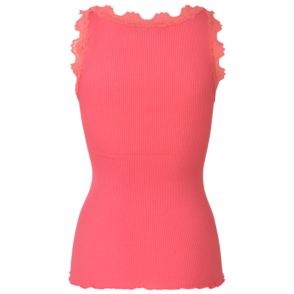 Coral farvet Rosemunde top set bagfra