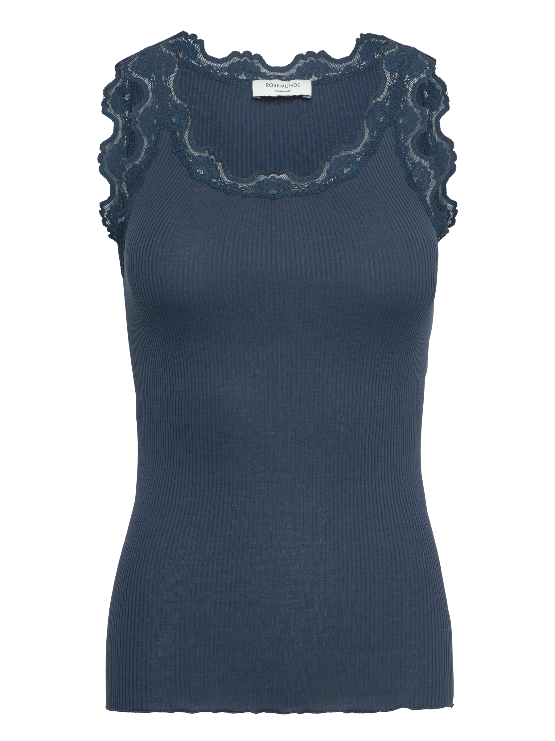 Petroleumsfarvet Rosemunde top med blondekant