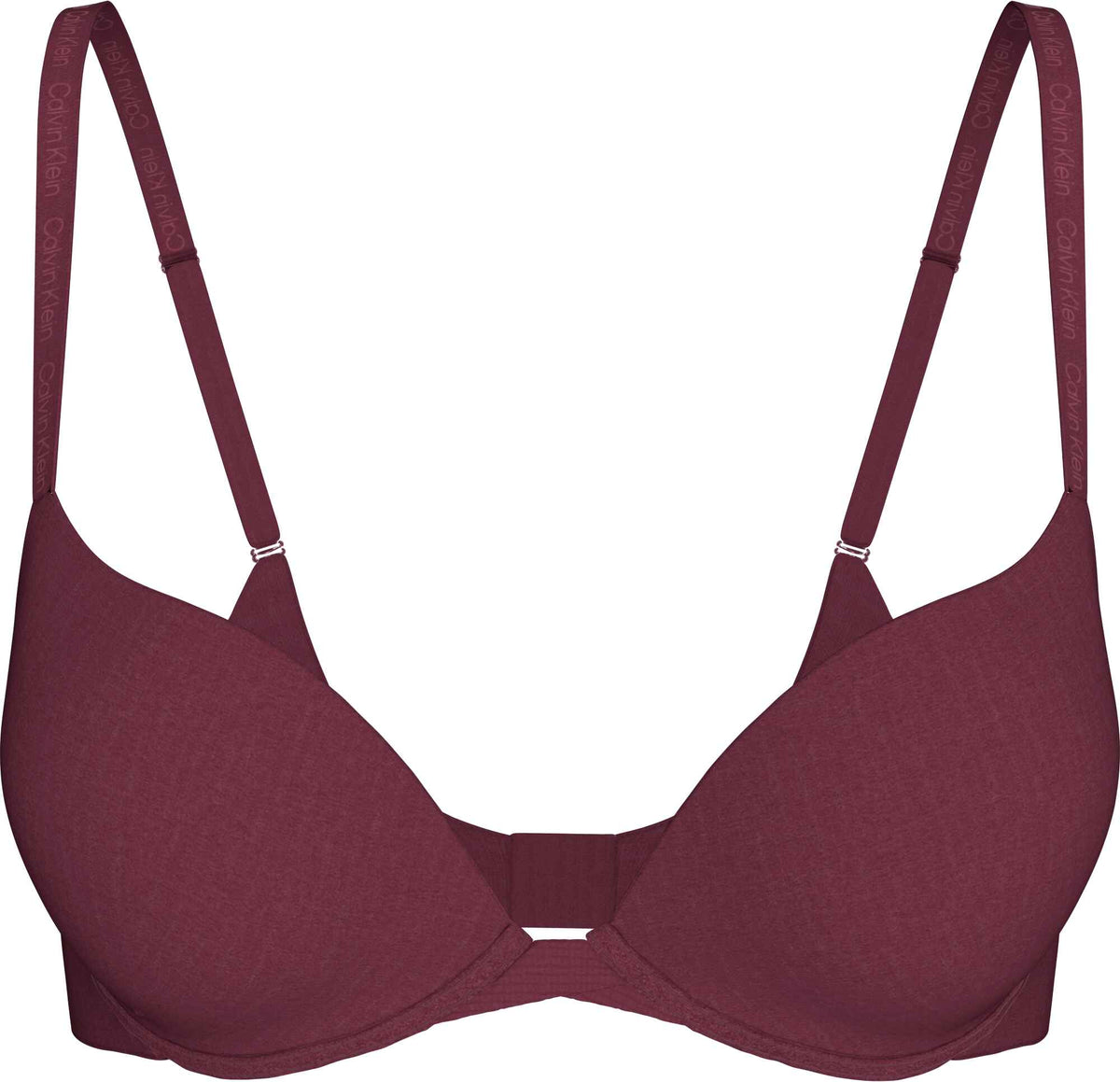 Calvin Klein 4GJ Bordeaux-bh i dyb rød med bøjle og elastiske stropper med logo-print.