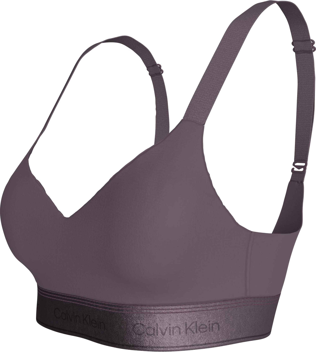 Mørkelilla 156856 | Calvin Klein - QF8870 Mørkelilla bralette uden bøjler med elastisk logo-bånd og justerbare stropper.