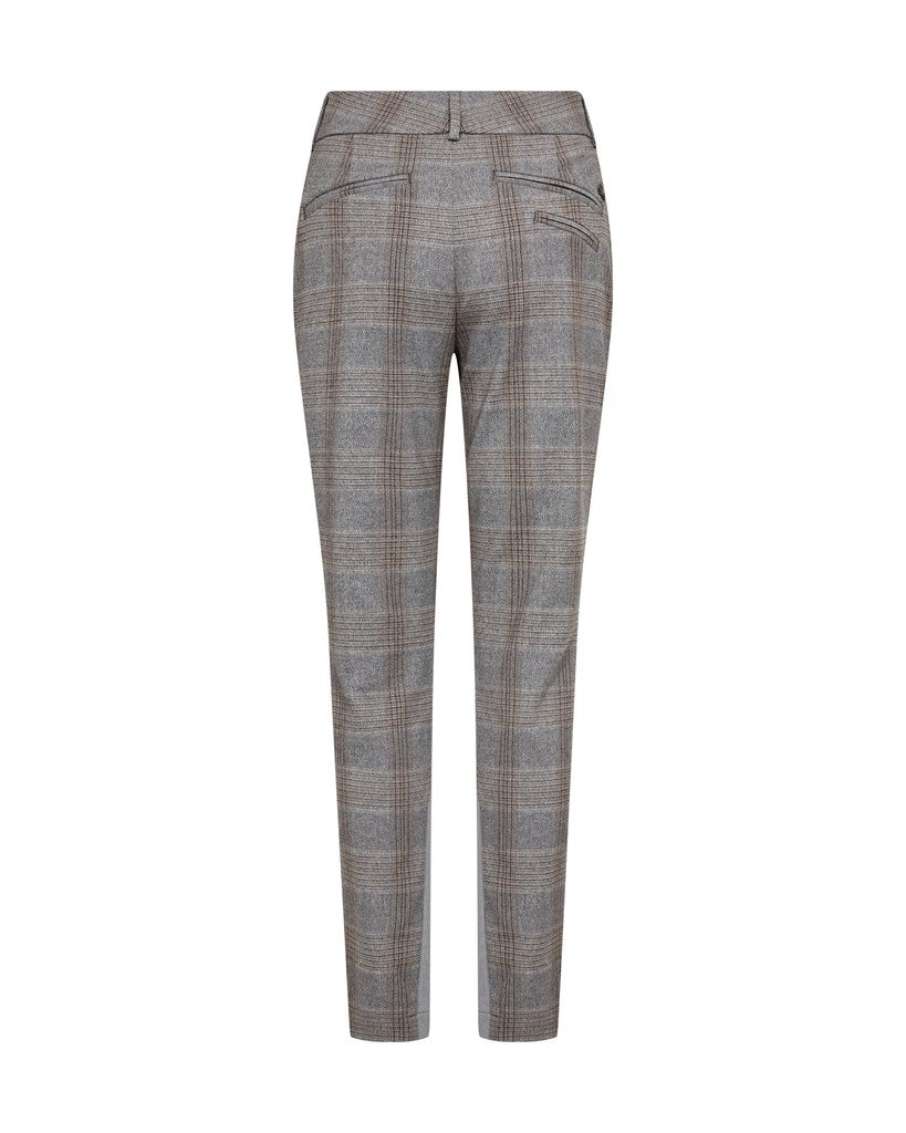 Bagfra set: Slim-fit 156298 | MOS MOSH – MMLush Tuxen Ternet-bukser i et gråt og brunt ternet mønster.