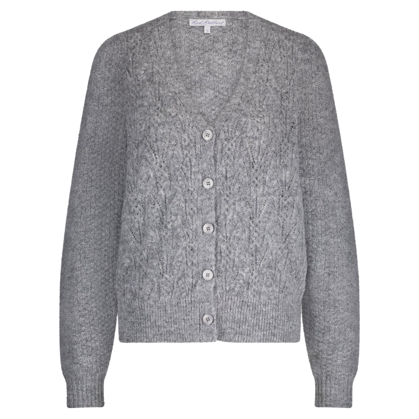 152466 | Red Button - Cardigan ajour Gråmeleret
