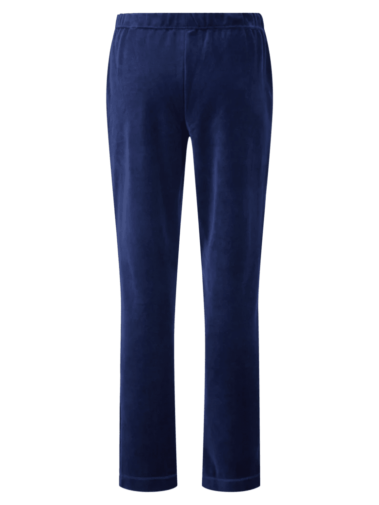 Mørkeblå 156285 | Brandtex – Velour-sæt: Blå joggingbukser med elastisk linning, fremstillet af blødt bomuldsvelour.