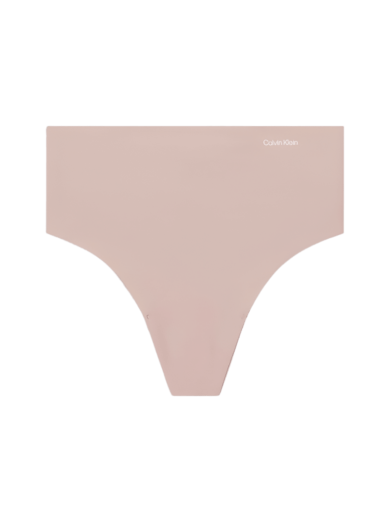 Calvin Klein 147001, beige G-streng med høj talje, sømløs, lagt fladt på hvid baggrund. 3 FOR 399,-.