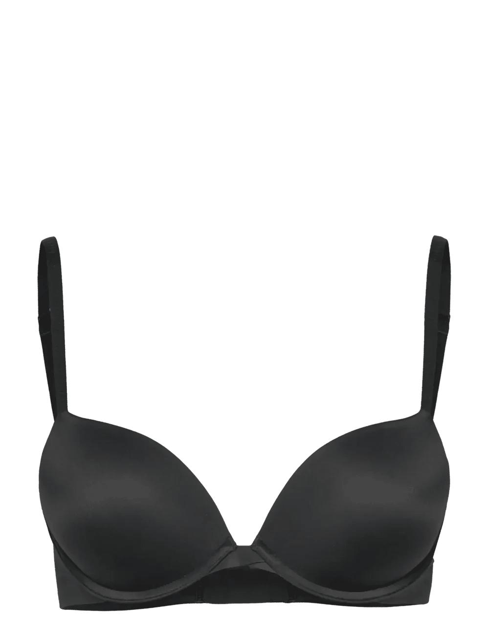 Calvin Klein Basic 2025 Sort push-up-bh med polstring og justerbare stropper på en enkel hvid baggrund.