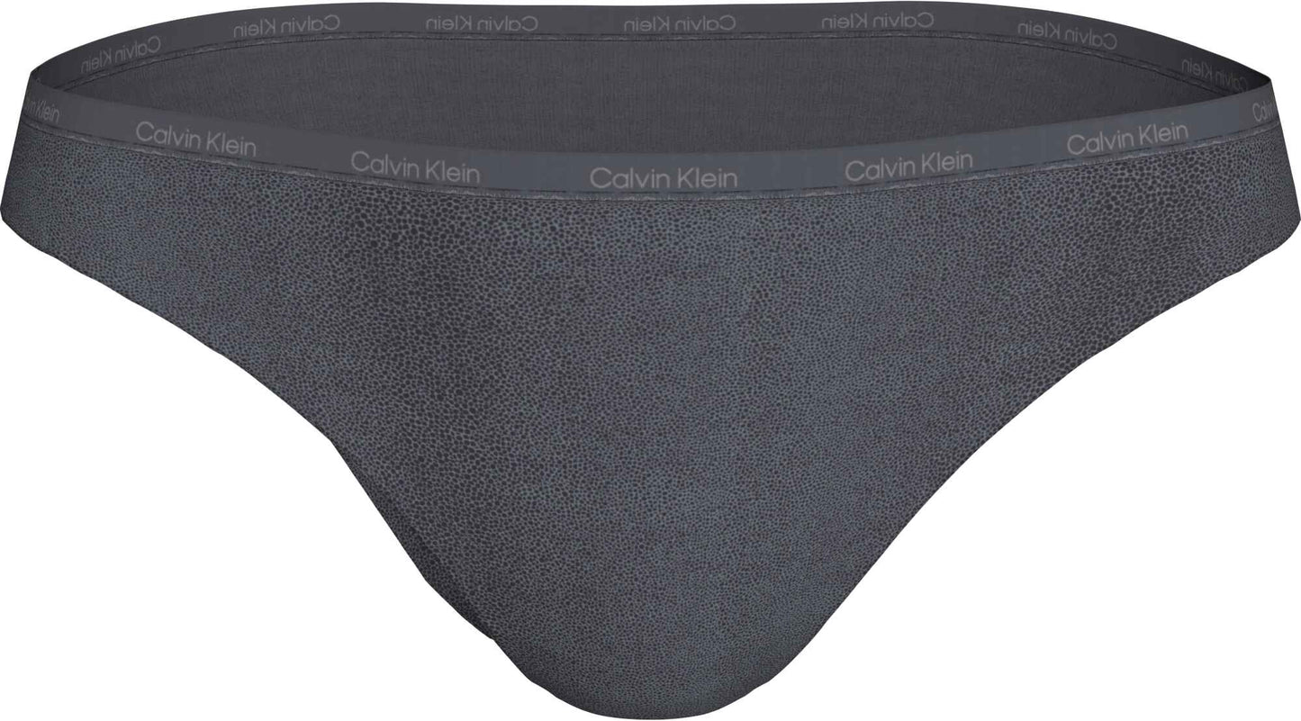 Calvin Klein 155291 Stingray+Turbulence gråmønstret tangatrusse med elastik og brændt linning, set forfra.