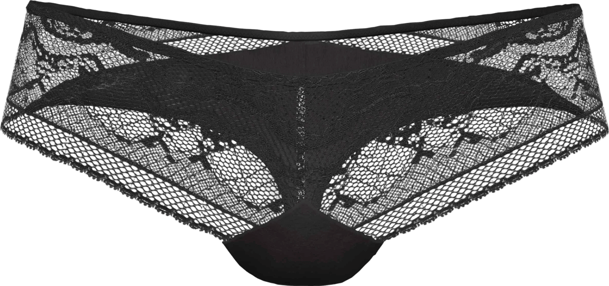 Calvin Klein QF8959 Sort: Sort blonderundertøj til kvinder med mesh og blomstermønster, vist på hvid baggrund.