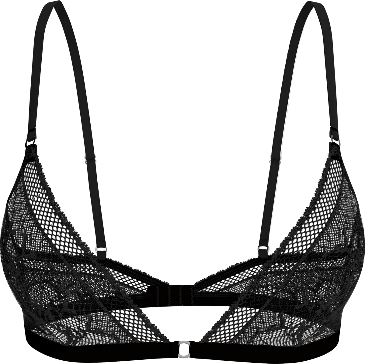 Calvin Klein QF8956 bralette: sort blonder, tynde justerbare stropper, detaljer i netstof – ligner Calvin Klein trekant-bhen.
