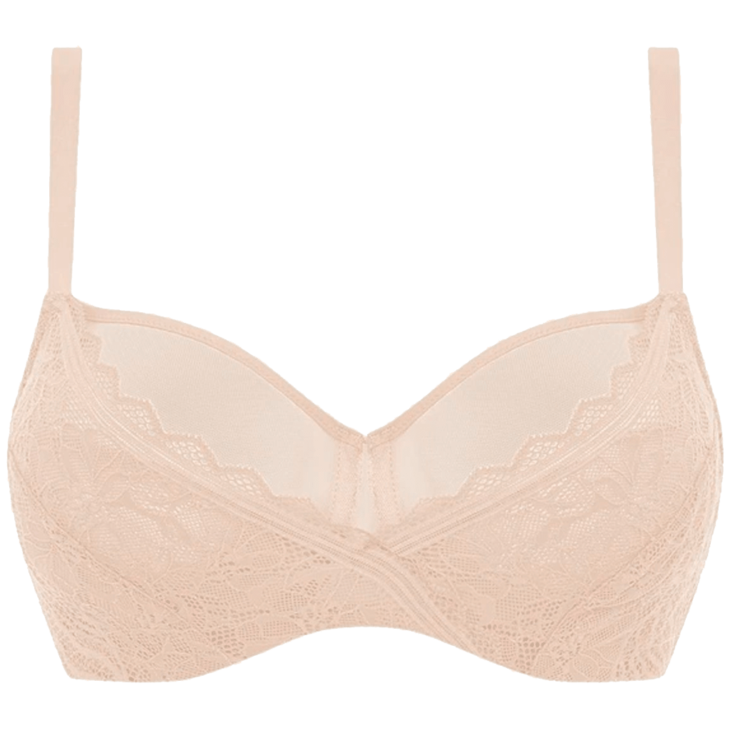 Chantelle EasyFeel Floral Touch Golden Beige-bh med blonder, justerbare stropper og blomsterprint.