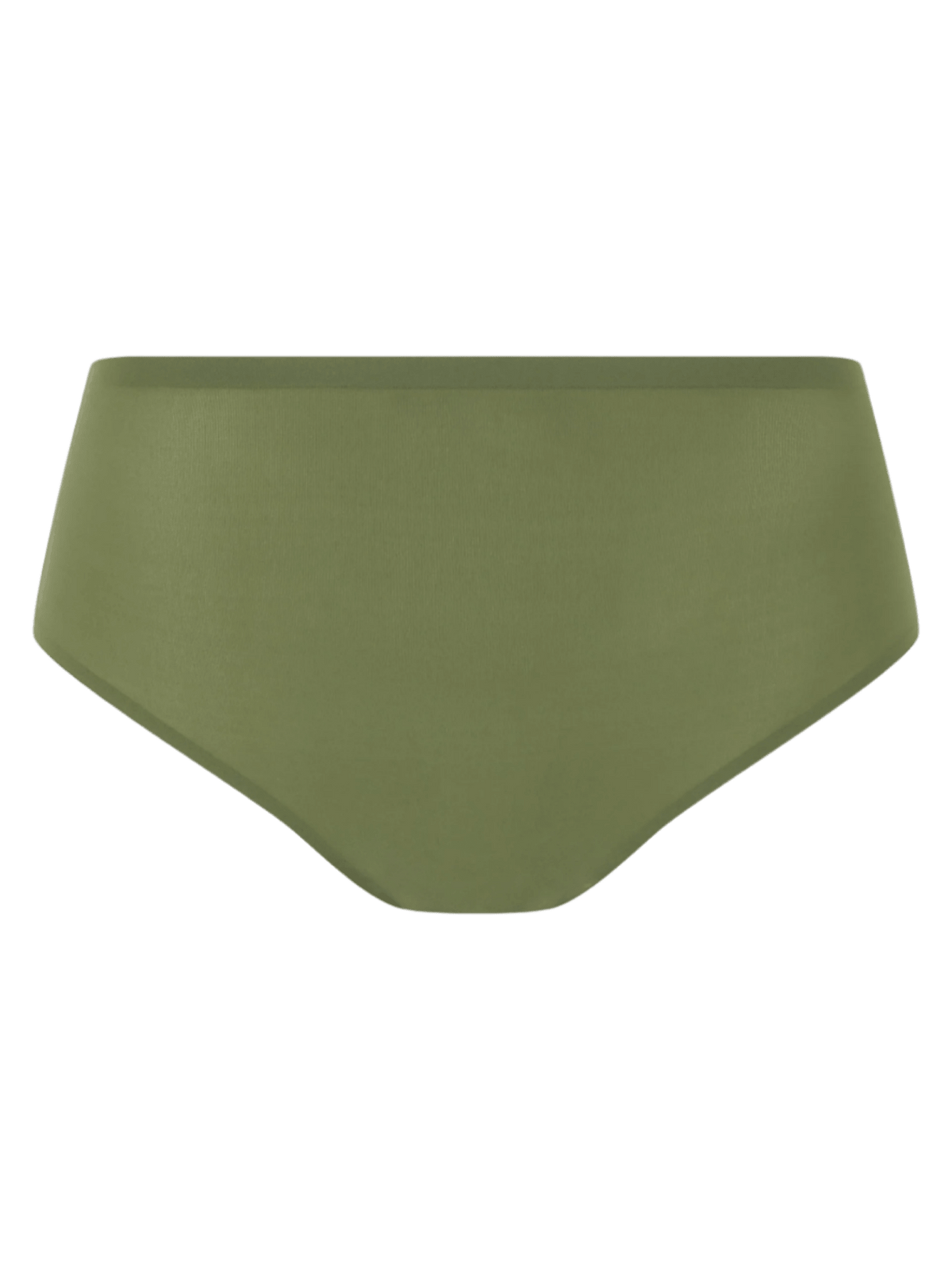 Chantelle Seamless Soft Stretch Hipster i farven Oliven – behageligt dameundertøj med høj talje, vist på en hvid baggrund.