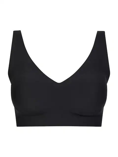 Chantelle Seamless Soft Stretch Power Sort, V-udskæring, brede stropper – med fokus på komfort, vist i hvid.