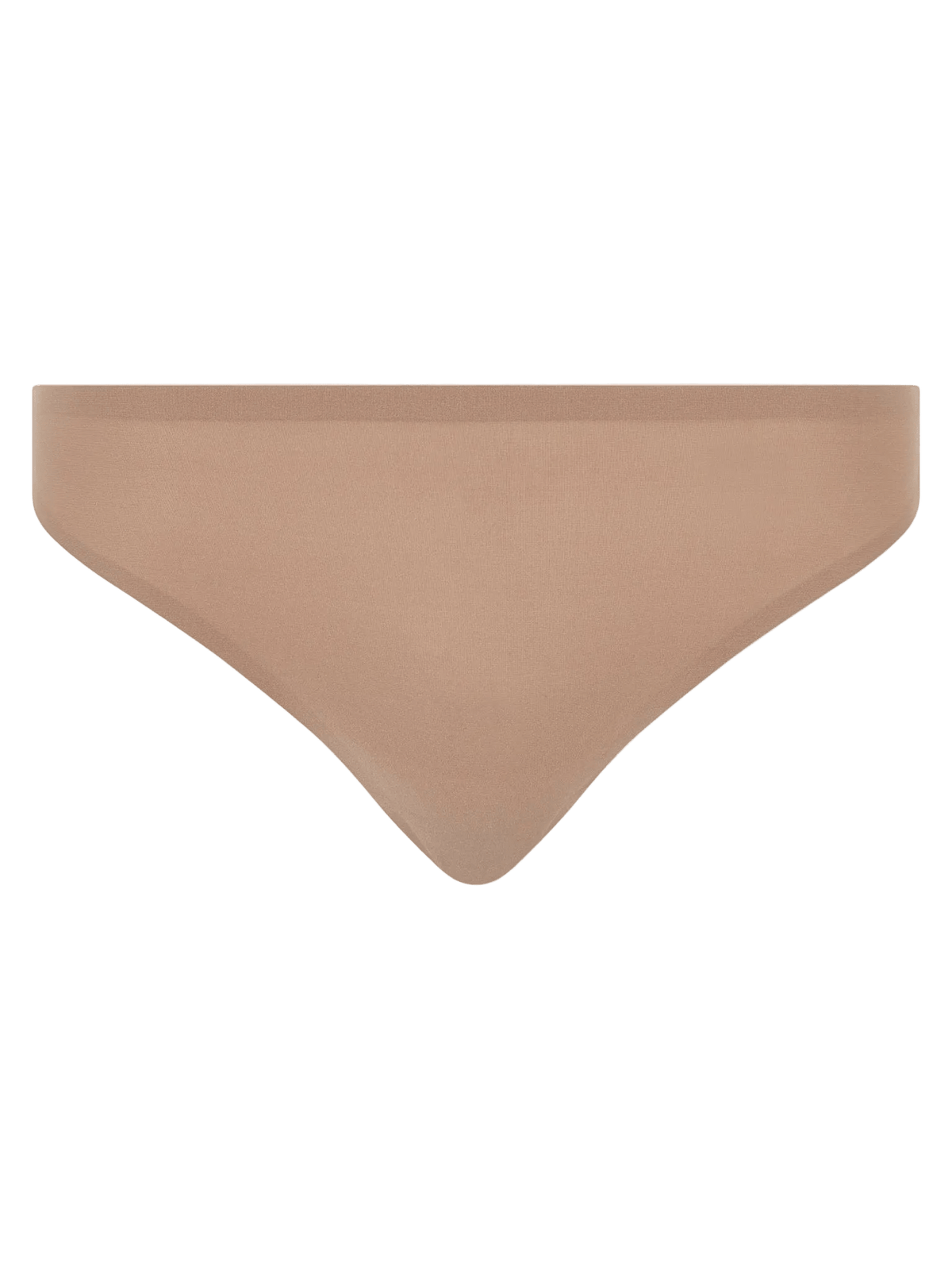 Chantelle Seamless 153058 Latté nude-trusse, set forfra, lagt fladt ud; med Soft Stretch String.