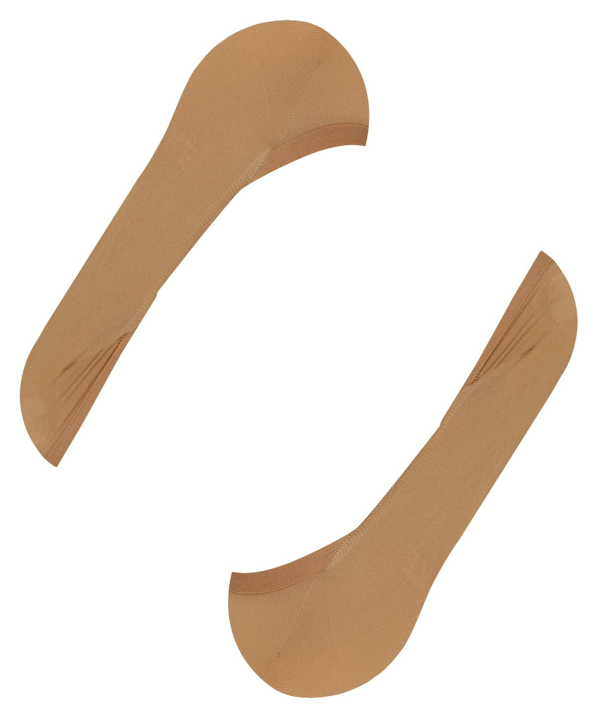 To beige Falke - ELEGANT STEP Crystal-strømper, der ligger fladt på tværs på et hvidt underlag og peger i hver sin retning.
