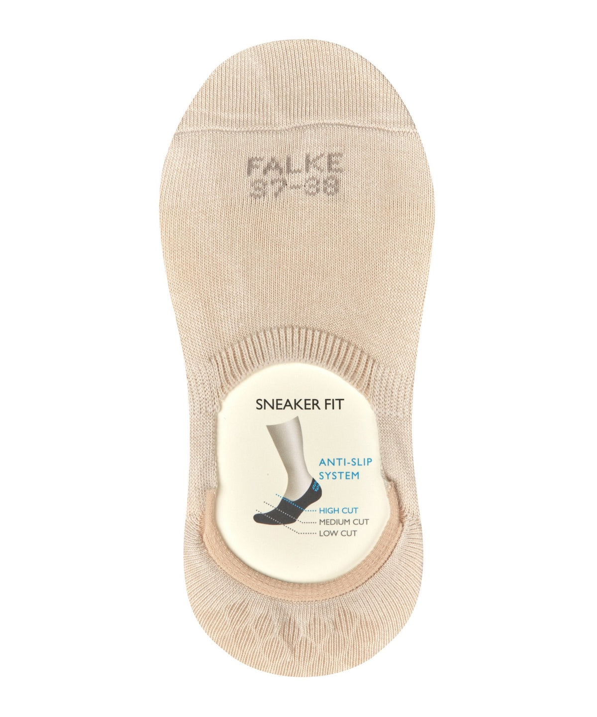 Falke 141283 Step High Cut Sand-sokker med skridsikker mærkat og markant logo, der sikrer en god pasform i sneakers.
