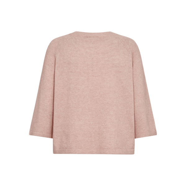 Freequent Eshardy Rosa-sweater i farven Pale Mauve Melange, langærmet, rund hals, løs pasform, vist set bagfra.