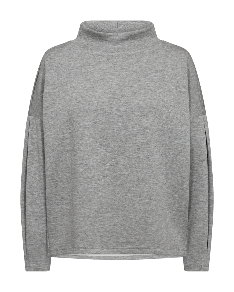Freequent Brody Grå: Bluse med høj hals og afslappet pasform, perfekt til lag-på-lag-styling.