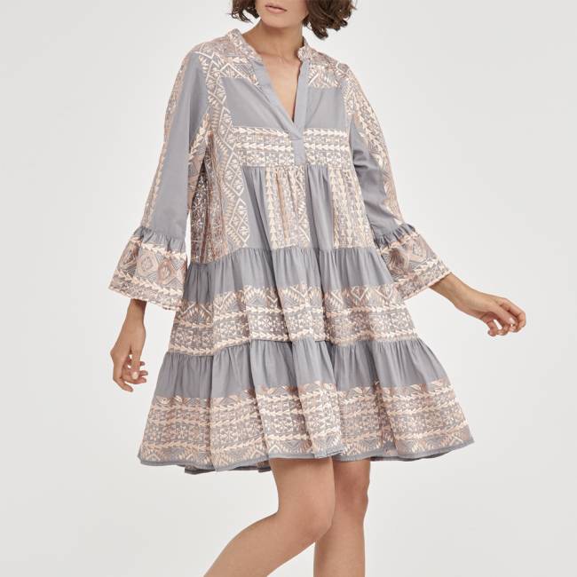 154194 | Greek Archaic Kori - Classic triangle ruffles Lysegrå