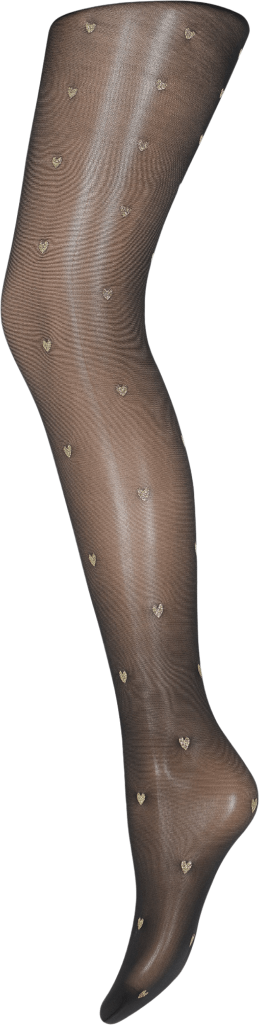 HYPE THE DETAIL Heart Gold – 30 den sorte strømpebukser med små guldhjerter, der giver et elegant og romantisk look.