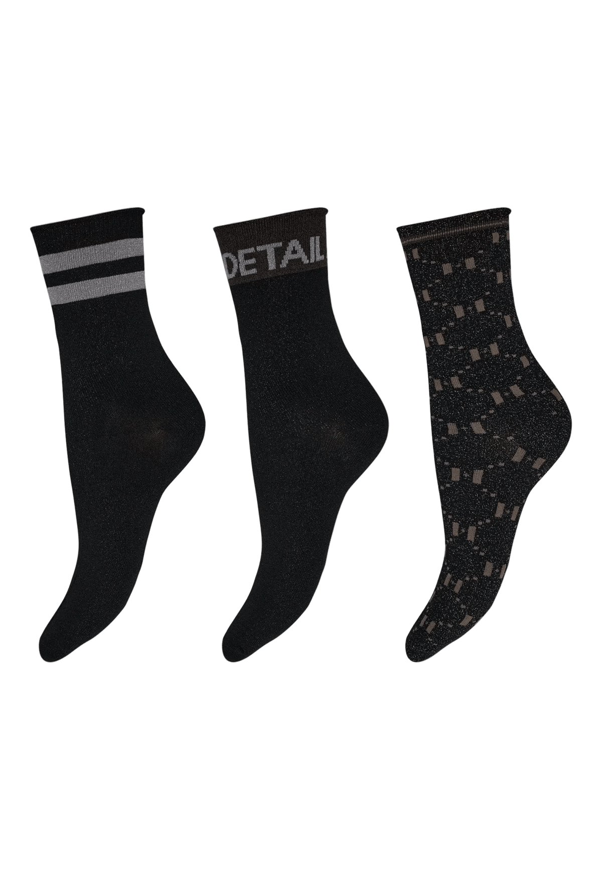 153142 | HYPE THE DETAIL - Socks 3 Pack Sort mønstret