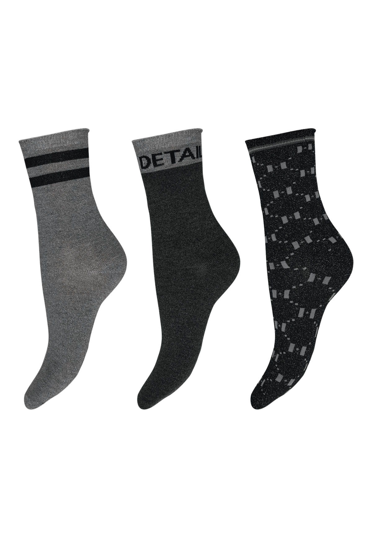 153143 | HYPE THE DETAIL - Socks 3 Pack Grå mønstret