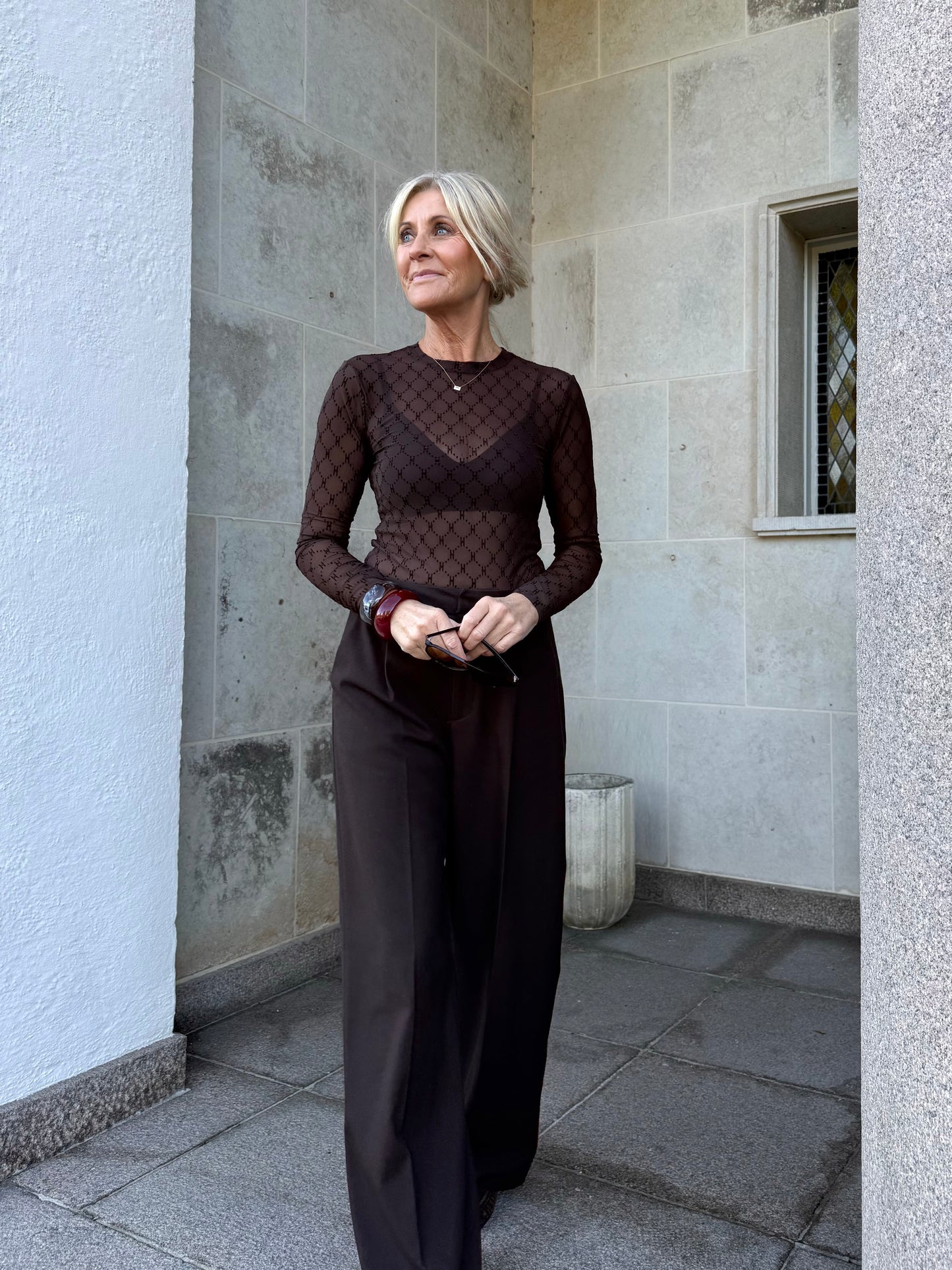 A145463 | HYPE THE DETAIL - Mesh Bluse Brun........