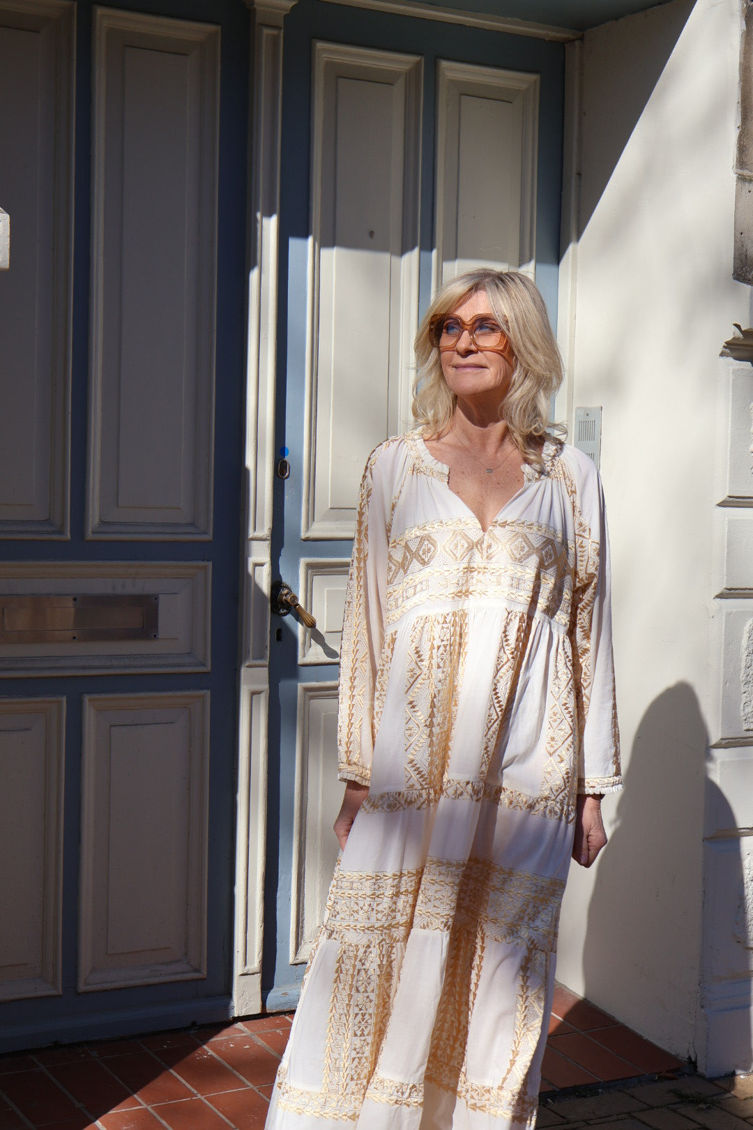 150983 | Greek Archaic Kori - Long classic triangle Guld