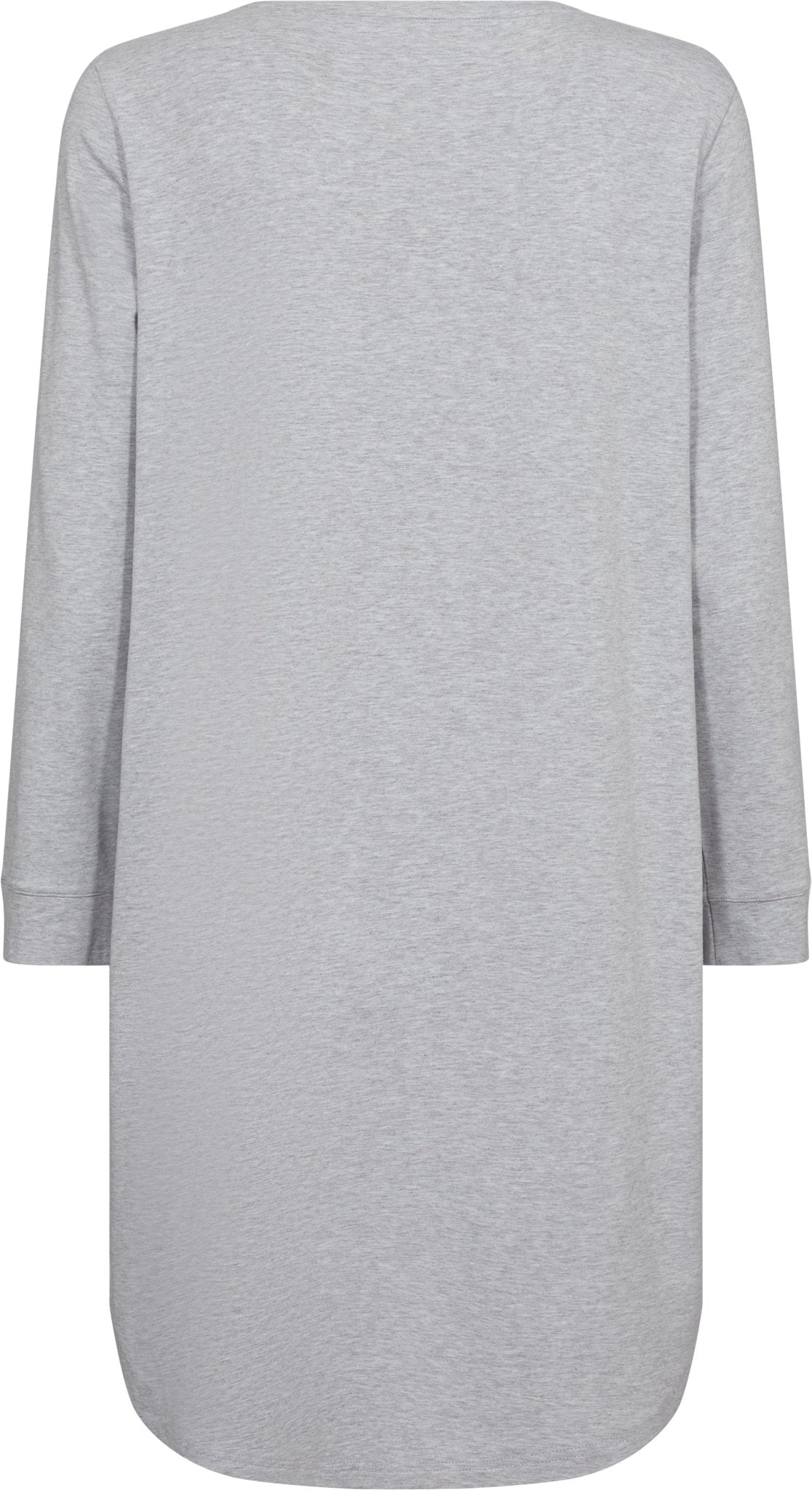 Bagsiden af JBS of Denmark Bamboo Blend LS Big Tee Grå, lysegrå, langærmet med rund halsudskæring og lige nedkant.