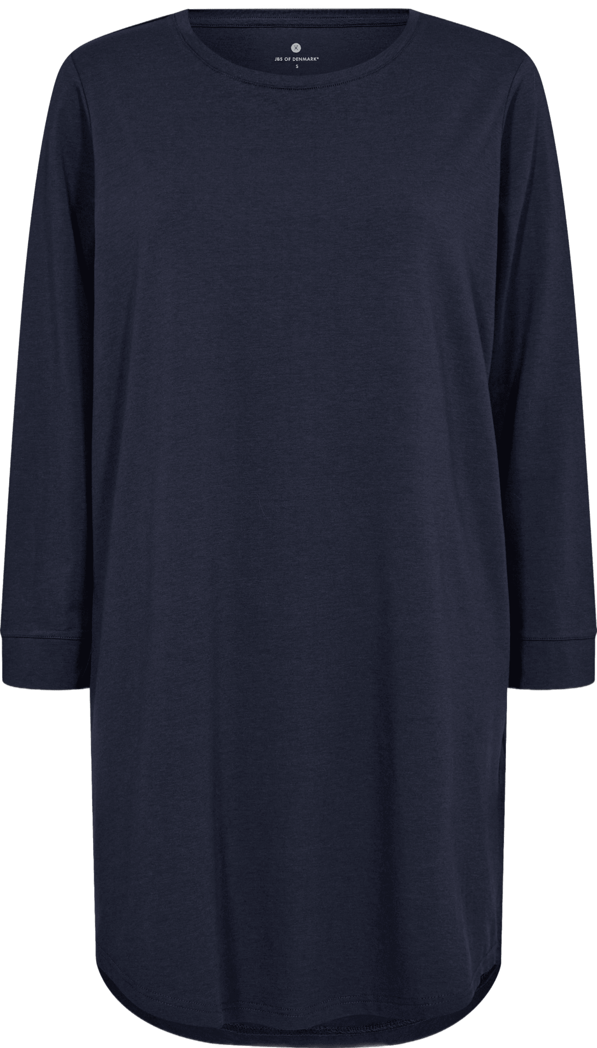JBS of Denmark Bamboo Blend LS Big Tee Marine: marineblå, rund hals, lange ærmer – perfekt til hyggeligt hjemmetøj.