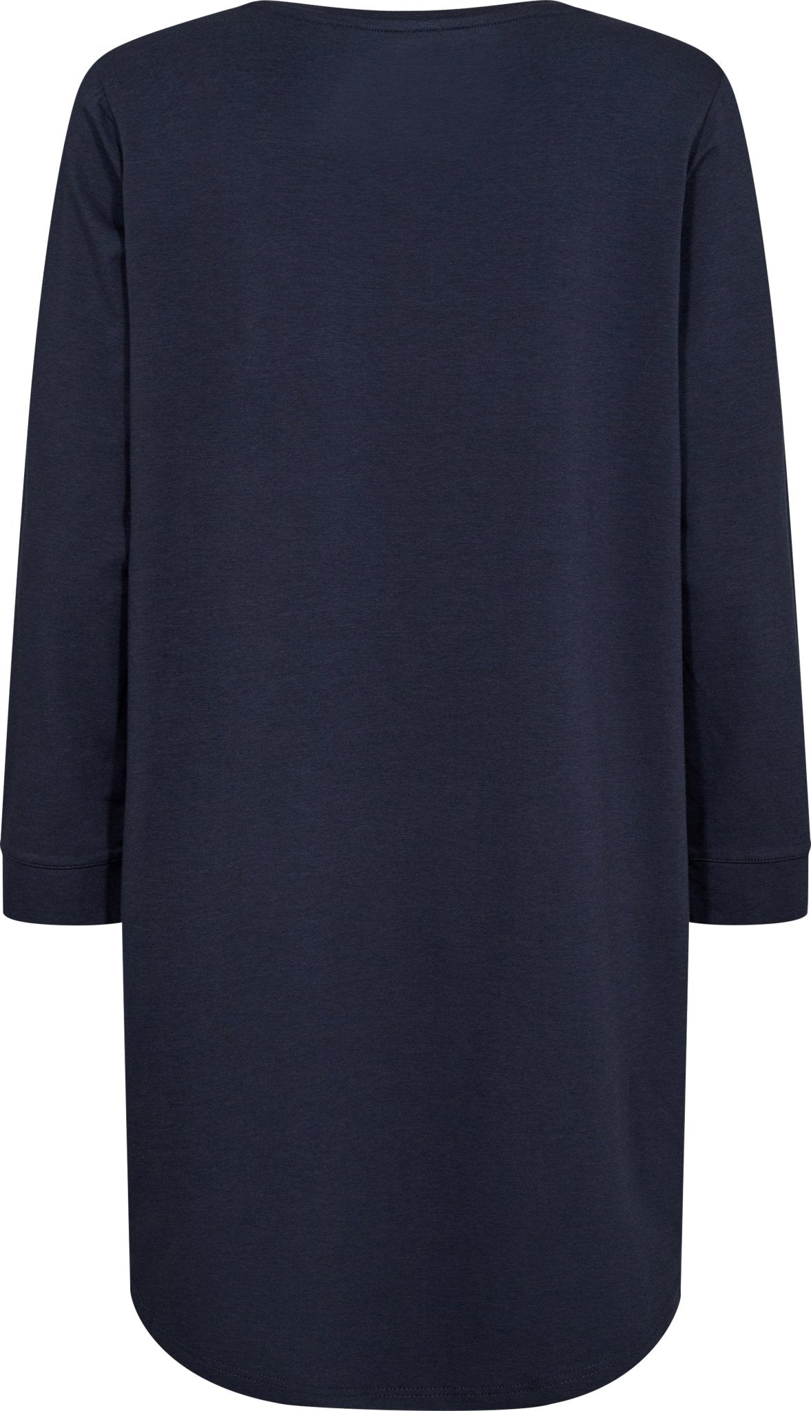 JBS of Denmark Bamboo Blend LS Big Tee Marine i marineblå, løs pasform, rund halsudskæring, lange ærmer; vist set bagfra.