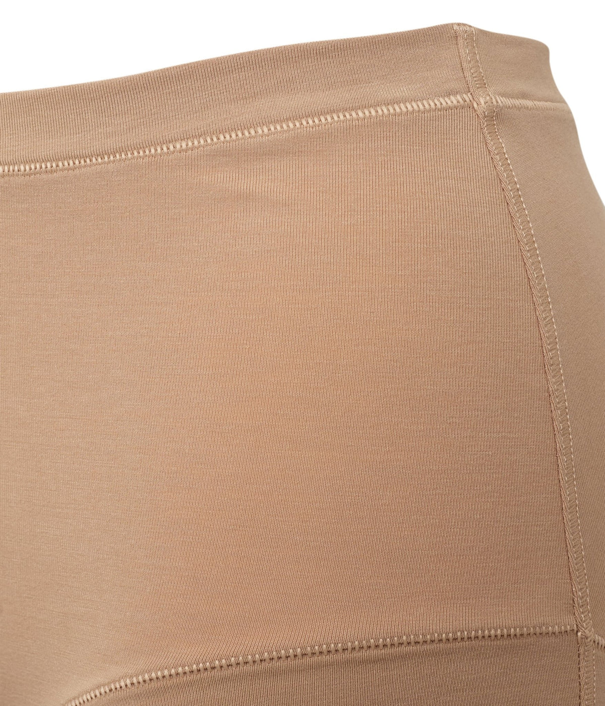 Nærbillede af stoffet JBS of Denmark 153965 DK Maxi Pudder, der fremhæver den beige farve, det sømløse udseende og sømdetaljerne.