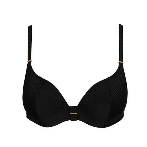 Marie Jo Swim – Cassie Black Sort: sort, polstret bikinitop med justerbare stropper og detalje i midten. Mærke: Marie Jo.