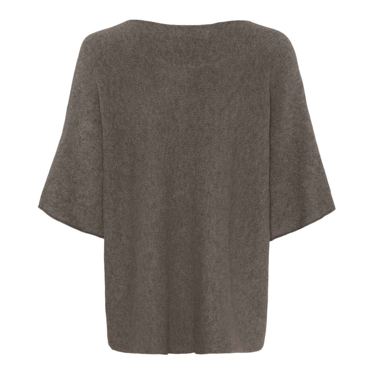 Brun, løstsiddende Sia-strikbluse med korte flagermusærmer af Marta du Château, vist bagfra på hvid baggrund.