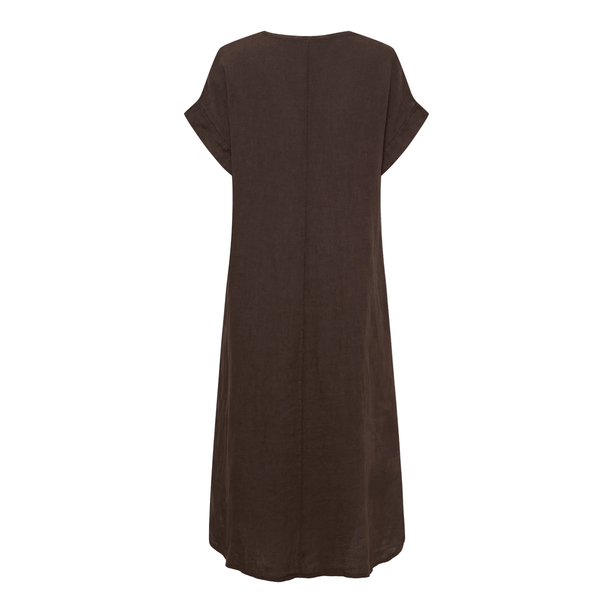 Astra Kaffe fra Marta du Château er en brun, kortærmet kjole i løs pasform med et lige, minimalistisk design.