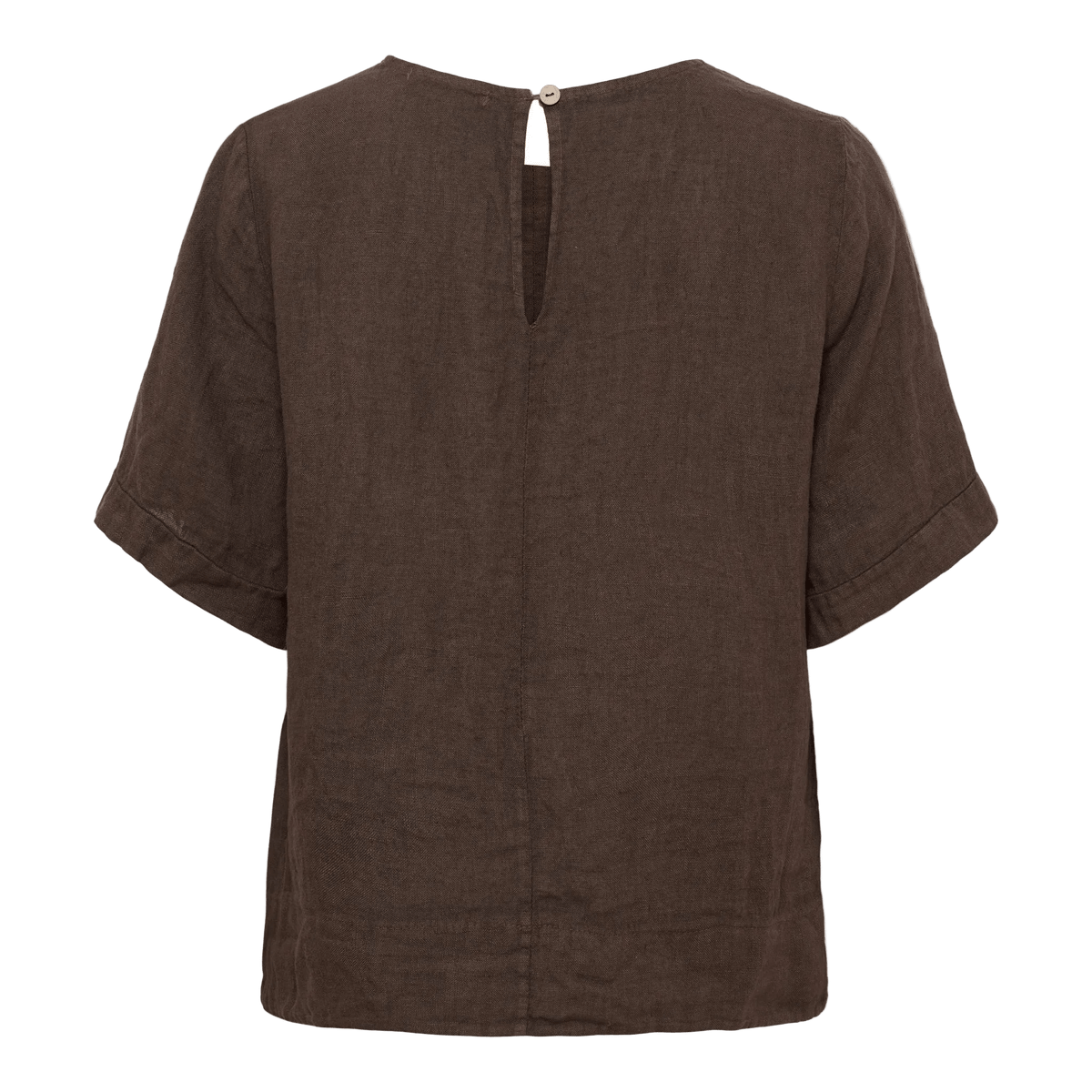 Bagfra set billede af en mørkebrun 155046 | Marta du Château - Ceyla Kaffe-bluse med knaplukning i nøglehulsform i nakken.