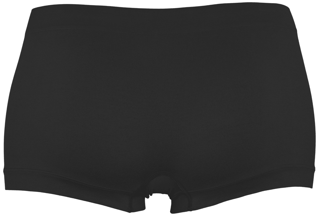 Missya Lucia Black – Sorte boxershorts i sømløst design, ensfarvede sorte uden mønstre eller logoer, på hvid baggrund.