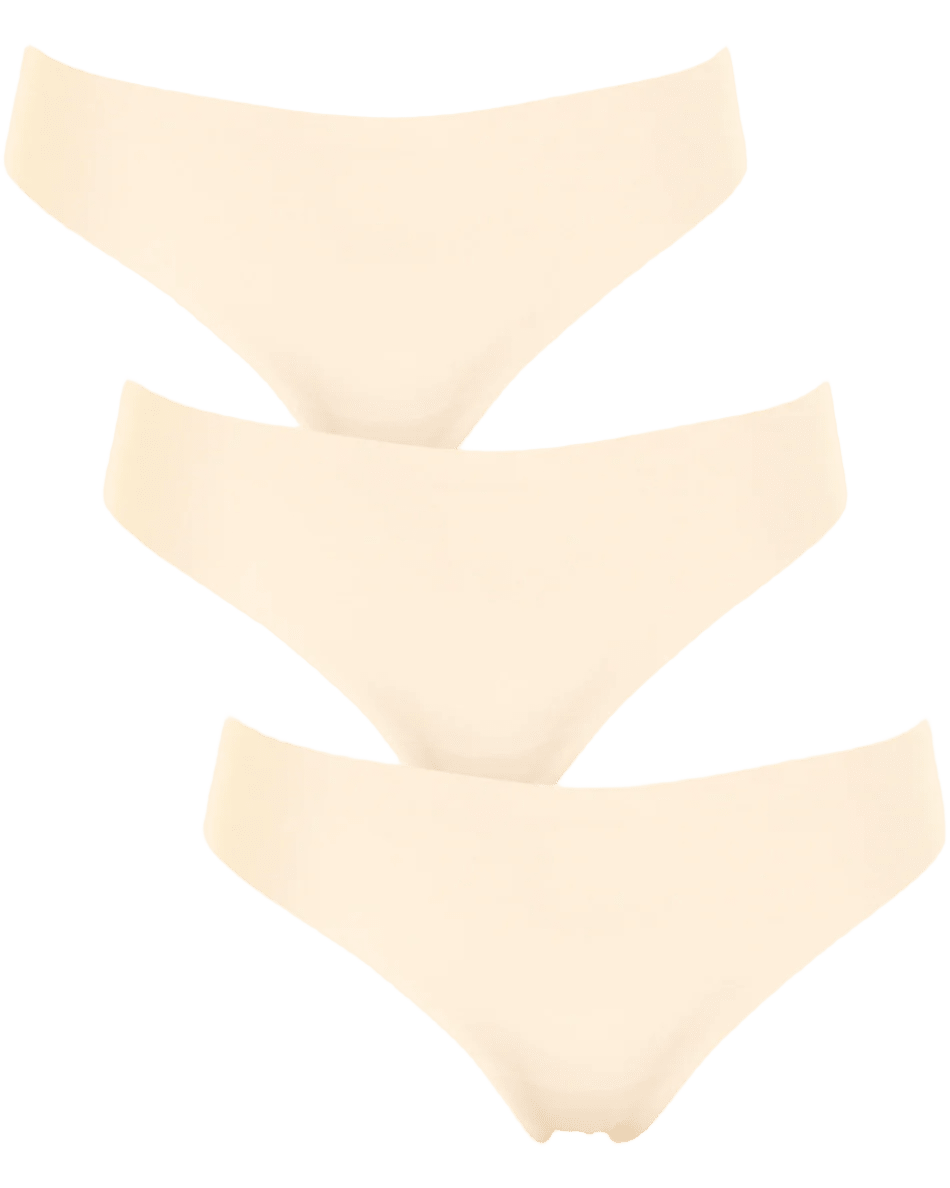 Tre par Missya 142910 Seamless 3-Pack Hud er stablet lodret på en ensfarvet baggrund.
