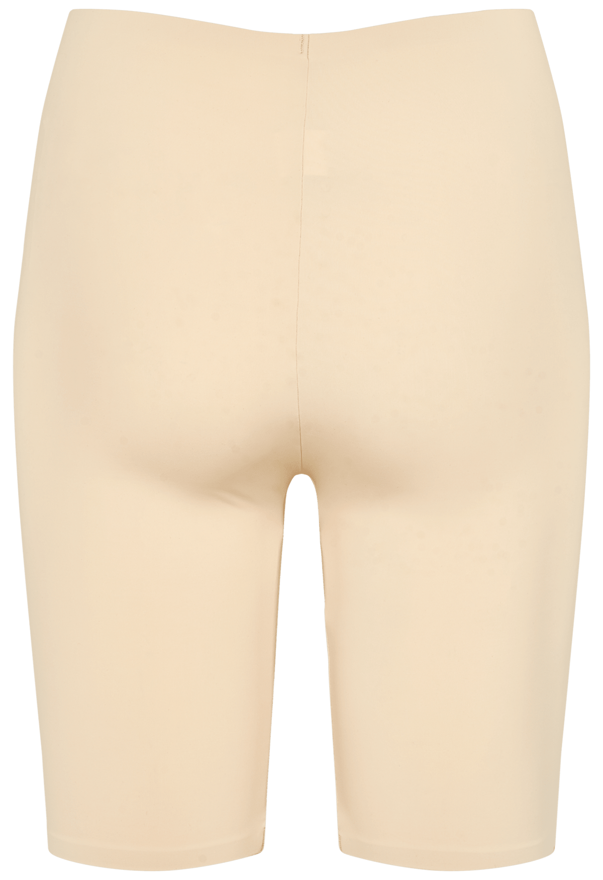 Missya Seamless Pudder inderbukser, længde til midt på låret, beige, vist bagfra på en ensfarvet hvid baggrund.
