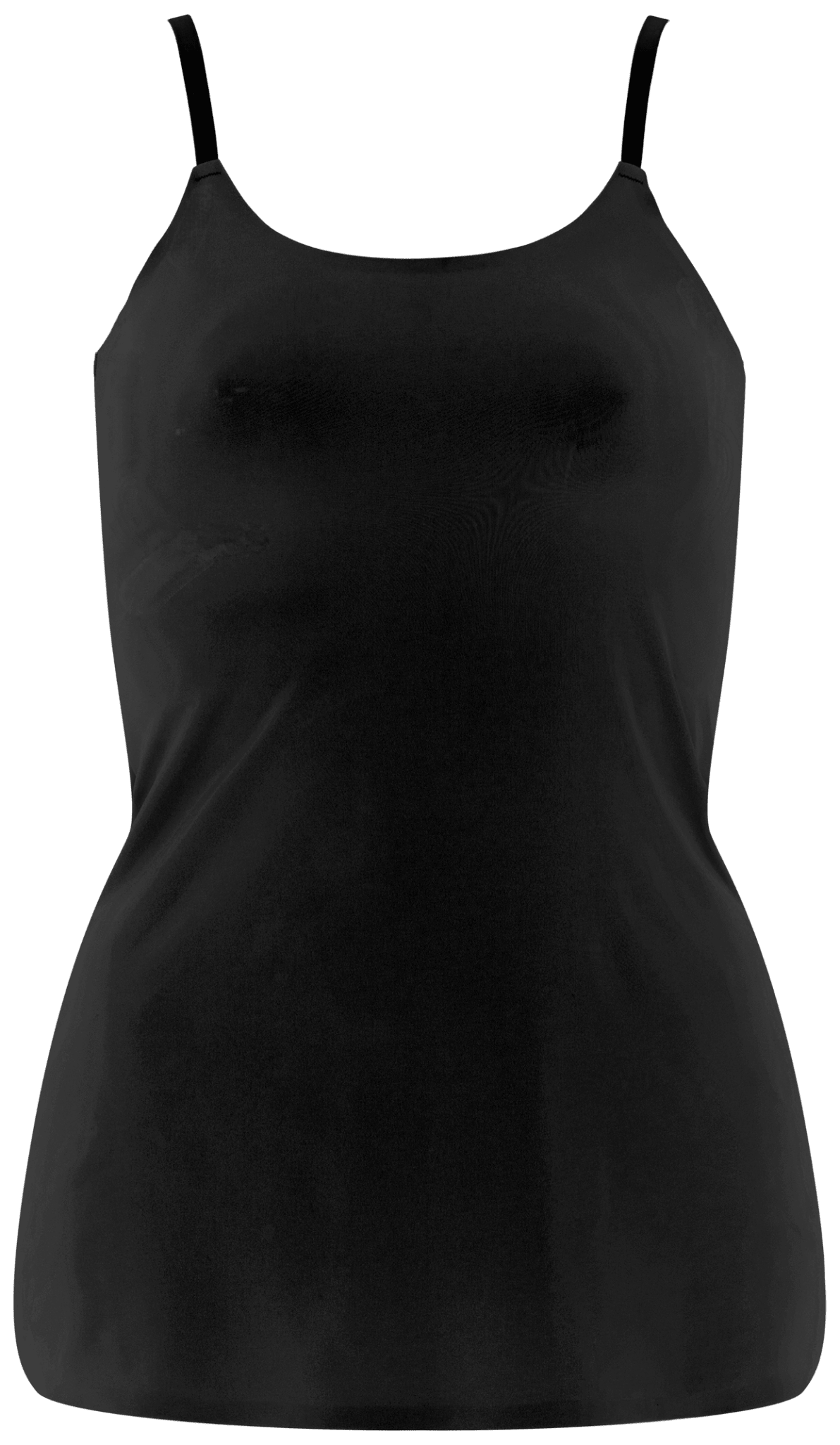 Missya 147335 Seamless Sort mikrofiber-camisole med tynde stropper, vist på hvid baggrund.