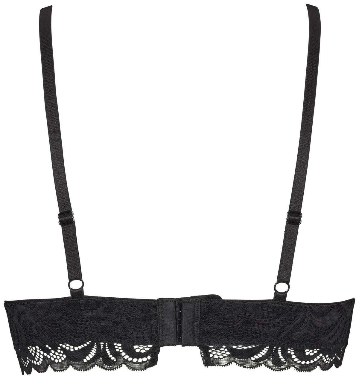 Missya Bella Sort bh set bagfra, justerbare stropper, hægte- og øje-lukning; model 149801, uden bøjler.