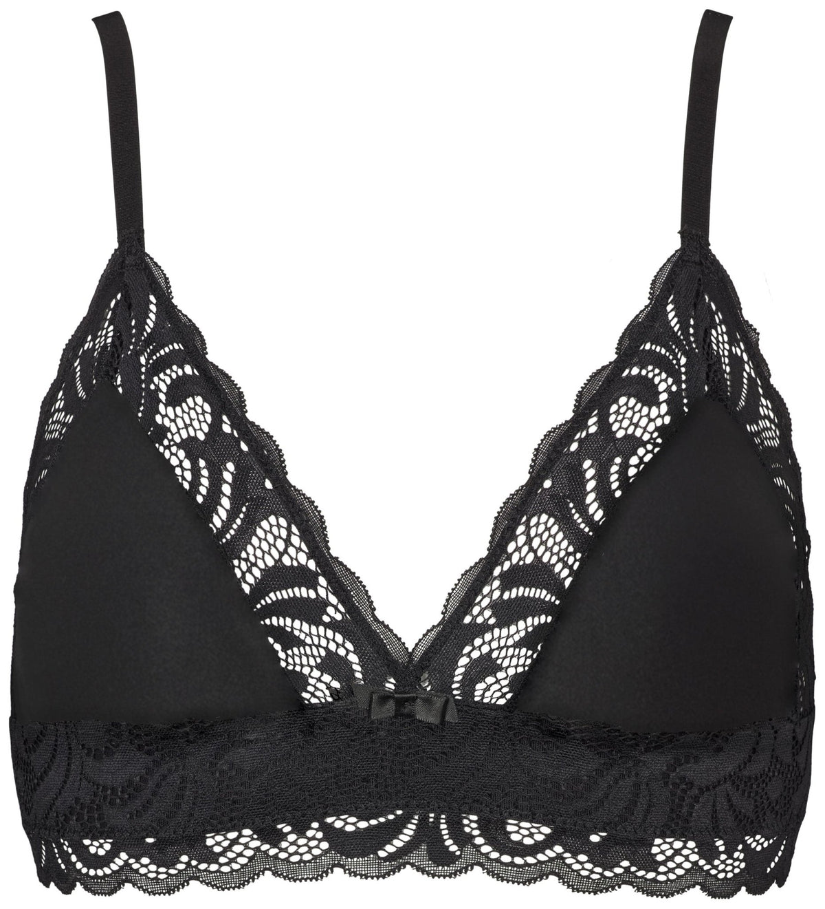 Missya 149801 Bella Sort: sort blonder-bralette med tynde stropper, polstrede skåle og bølget kant.