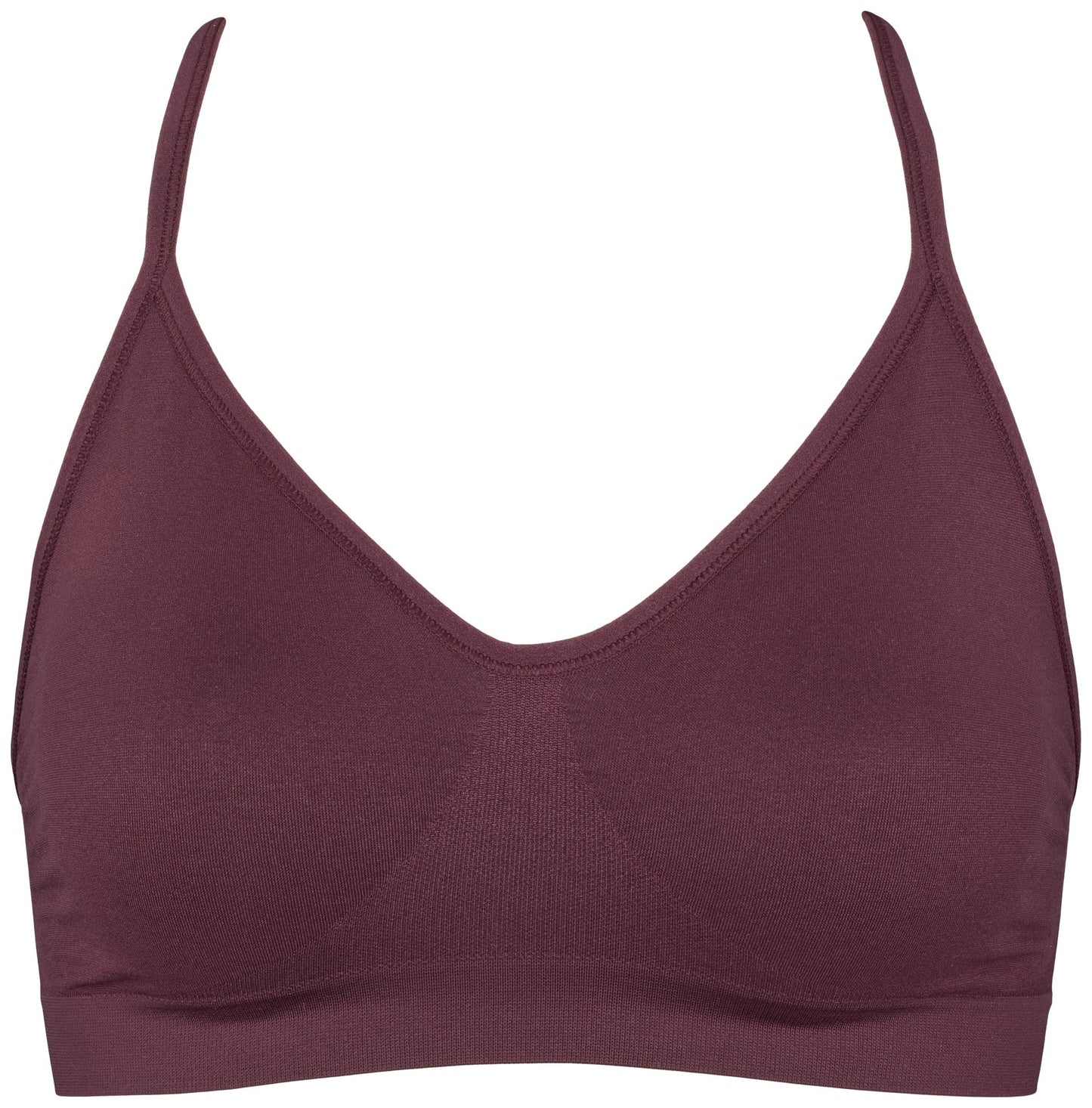 Missya Lucia Potent Purple Bordeaux-bralette med tynde stropper, vist på en hvid baggrund.