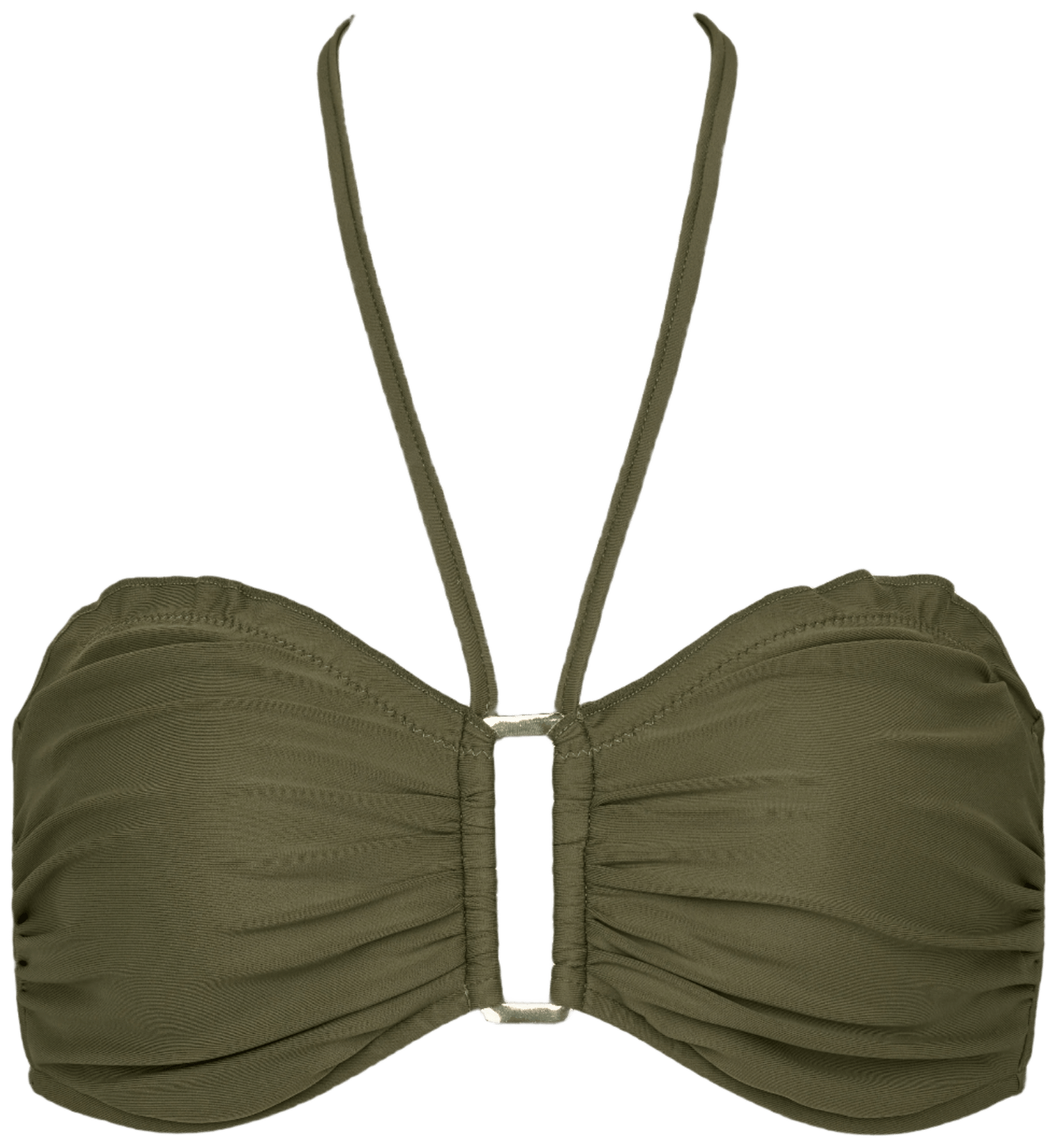 Missya Saint Maxime 151084 olivengrøn bandeau-bikinitop med rynket stof – stilfuldt badetøj til kvinder.