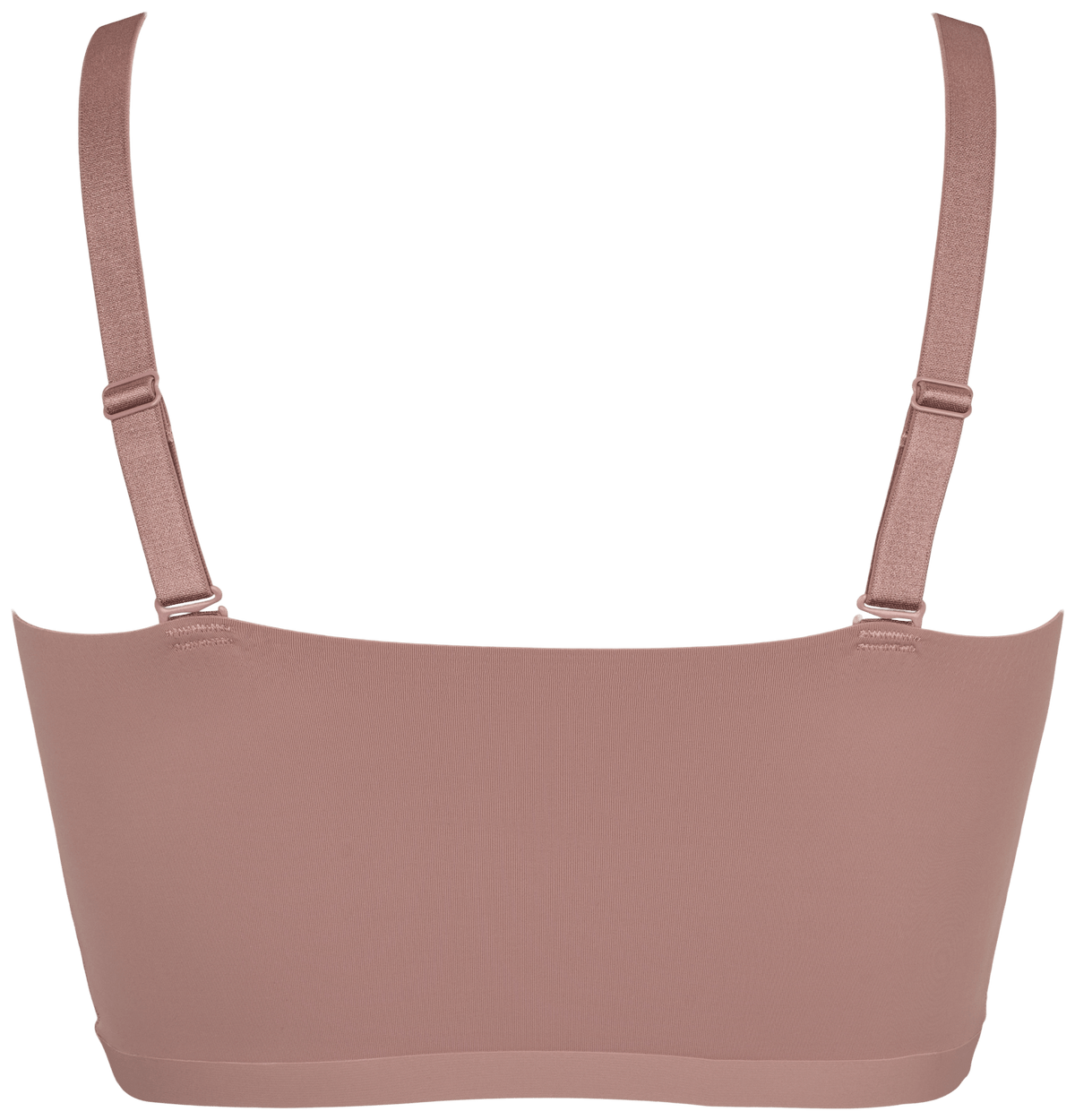 Missya 151357 sømløs bh i gammelrosa, set bagfra med justerbare stropper og et bredt, blødt bånd.